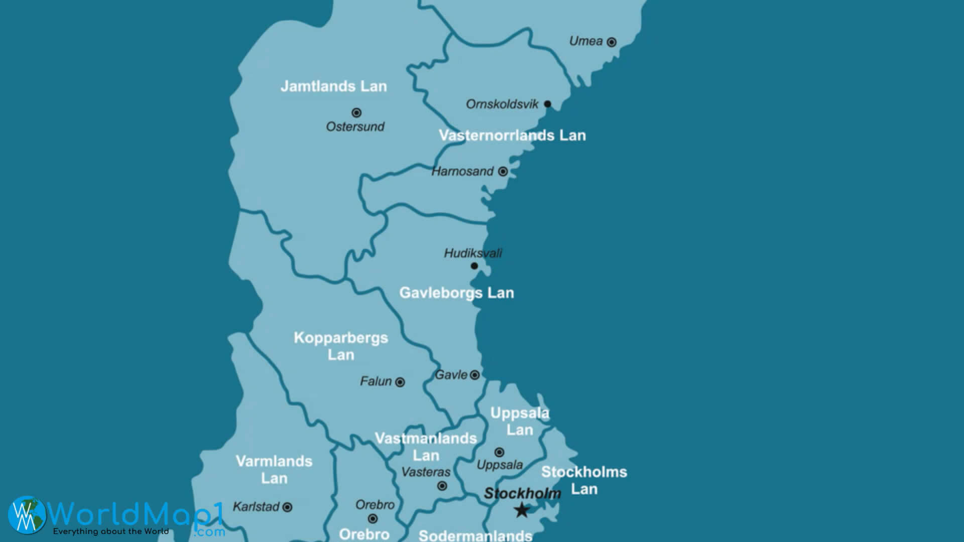 Northern Sweden Cities Map